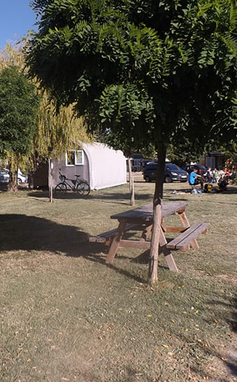 Standplaatsen voor tenten op camping Les Peupliers bij Béziers