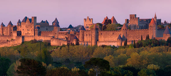 The city of Carcassonne is a few miles from the 3* Les Peupliers campsite in Hérault in Colombiers