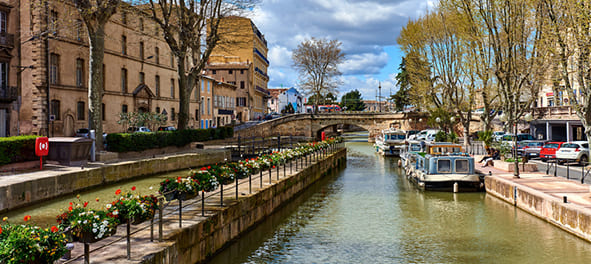 The town of Narbonne is a few miles from the 3* Les Peupliers campsite in Colombiers near Béziers