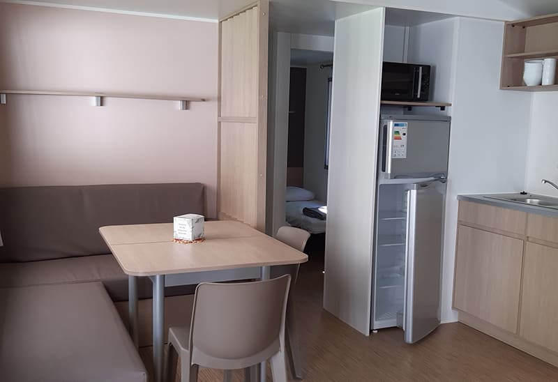 Kitchen area: 3-bedroom 35m² mobilehome sleeping 6